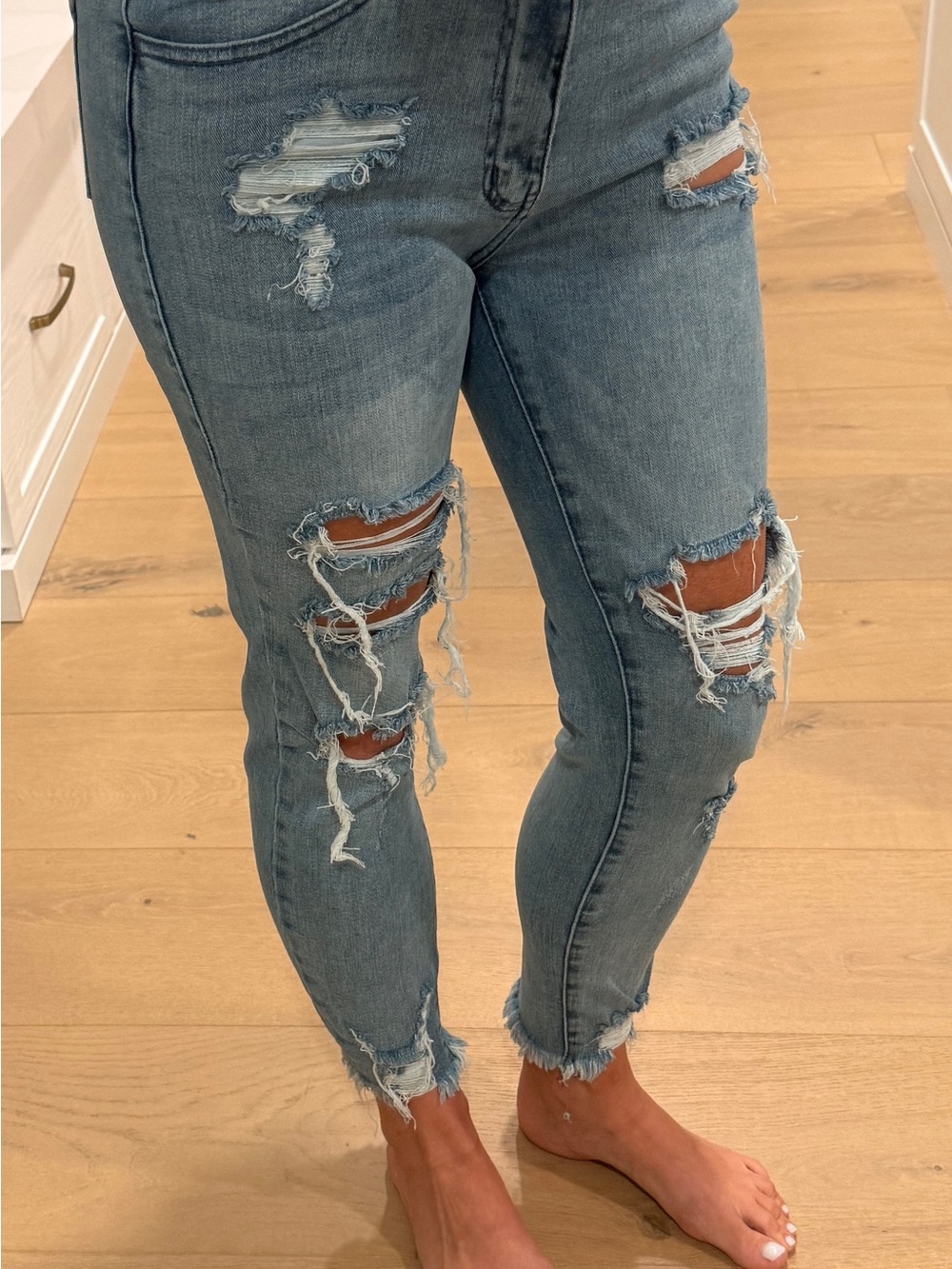 Nature Denim Women’s size 9/ 28 Distressed Light Blue Women’s Skinny Jeans